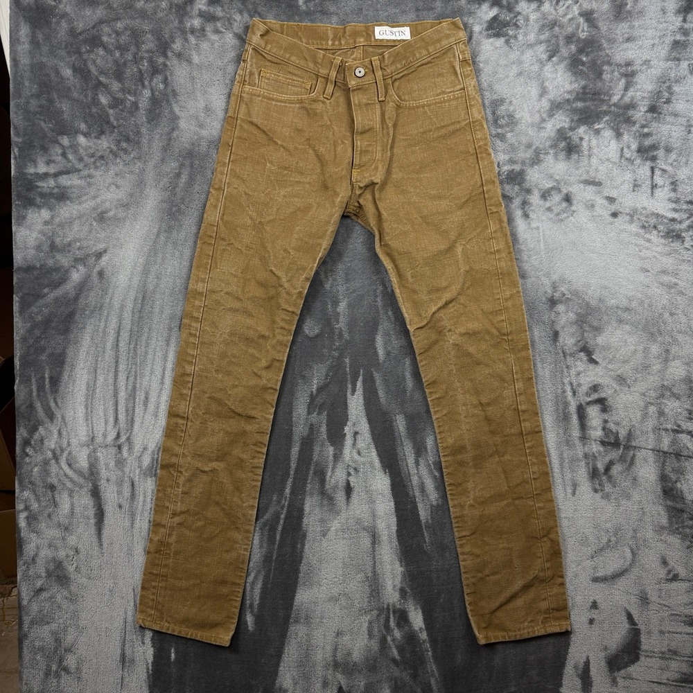 Gustin Duck Canvas Pants Mens 32 Brown Slim Fit California Sewn Button Fly